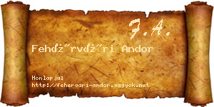 Fehérvári Andor névjegykártya