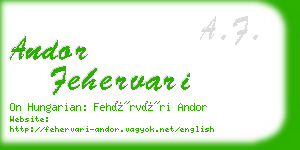 andor fehervari business card